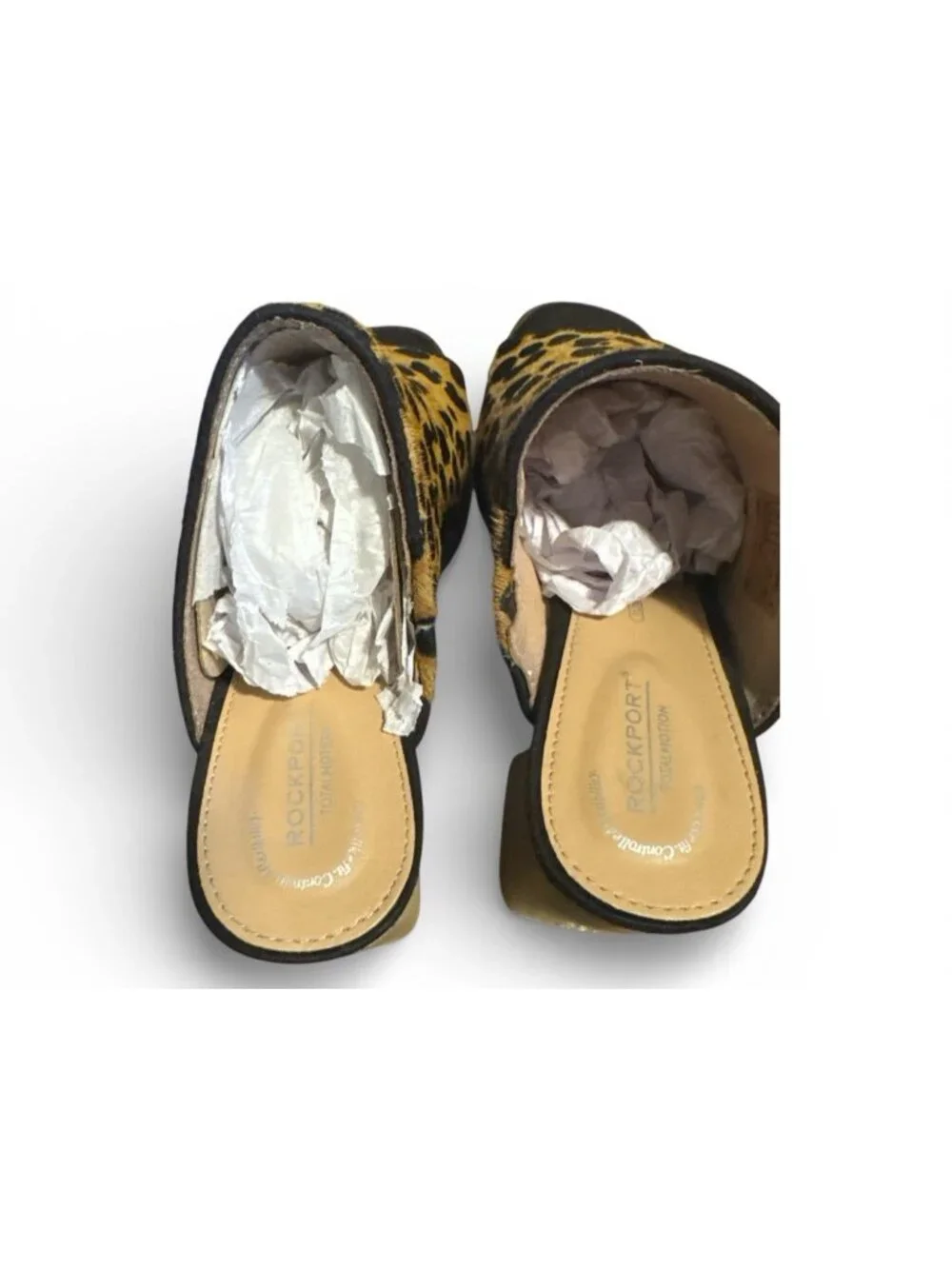 Rockport Total Motion Women Amara Slip On Block Heels Leopard Print Size 6.5 new